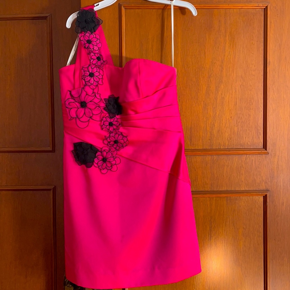Homecoming formal dress hot pink w black
